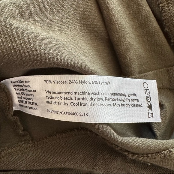 Eileen Fisher Woodland Green Washable Stretch Crepe Slim Crop Ankle Pants - Picture 6 of 9